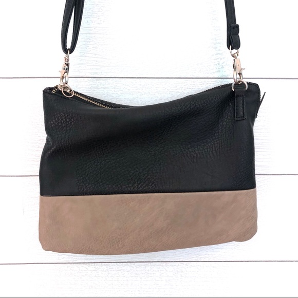 Street Level Handbags - Street Level Black and Tan Crossbody Bag